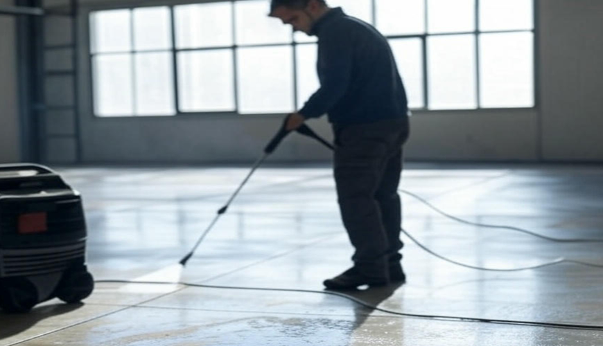 Concrete floor sweeping and scrubbing service for commercial spaces