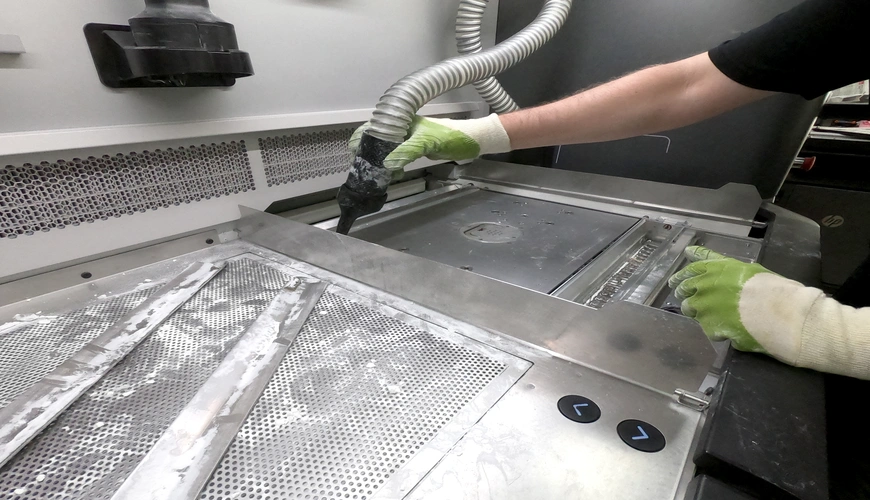 Clean and polished stainless steel kitchen countertop in commercial space