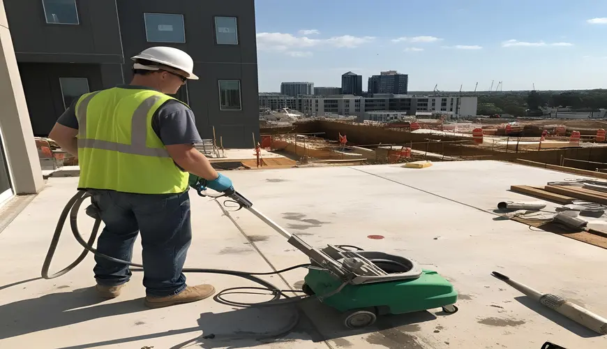 Concrete pressure washing and dirt removal