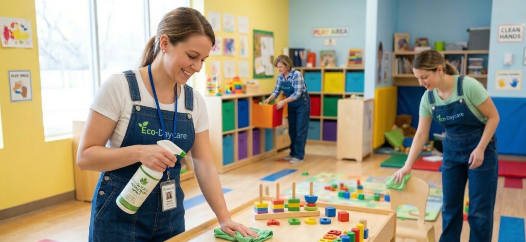 Eco-friendly products used during School & Daycare Cleaning Services: Child-Safe Sanitization in Halifax by Bluenose Commercial Cleaning.
